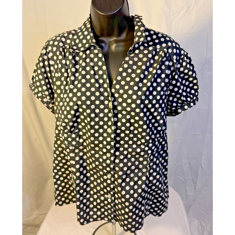 Retro Polka Dot Button Up Top timeless Clean girl Women's Large 14 Alfani